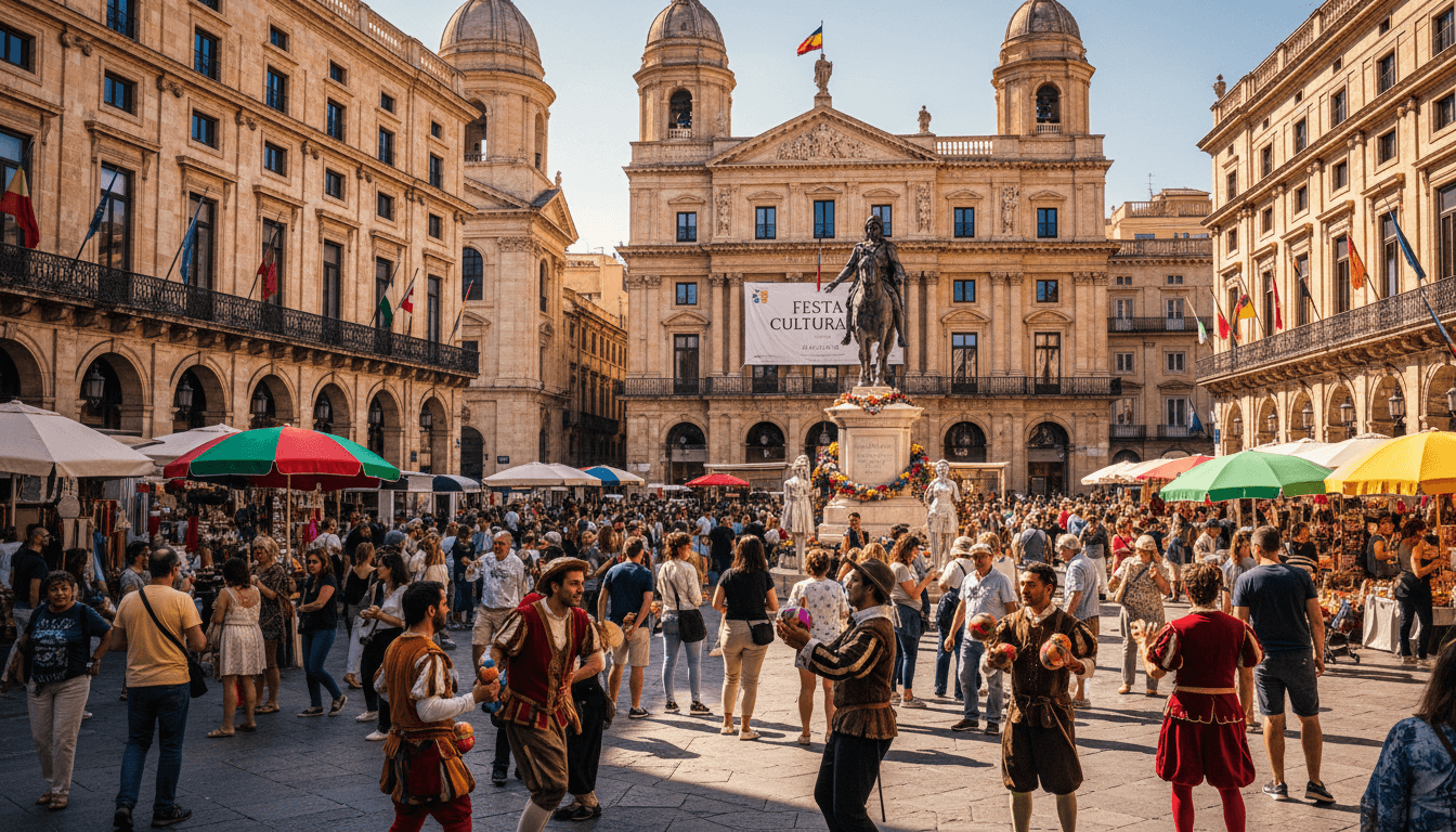 Traveler walking through Plaza Mayor with Lima Cathedral in the background